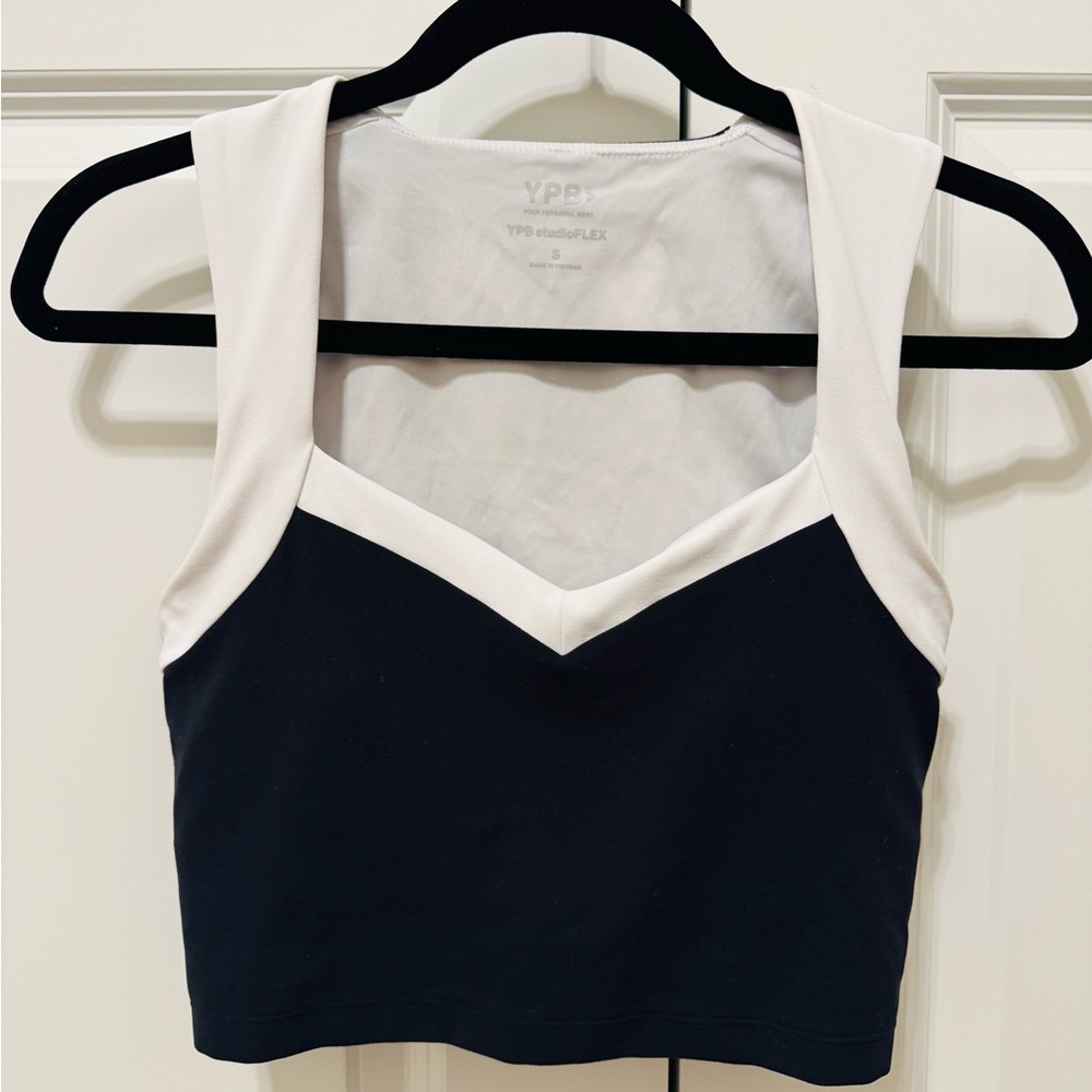 Abercrombie YPB Two-Tone Black and White Cropped Tank Small - Picture 2 of 5